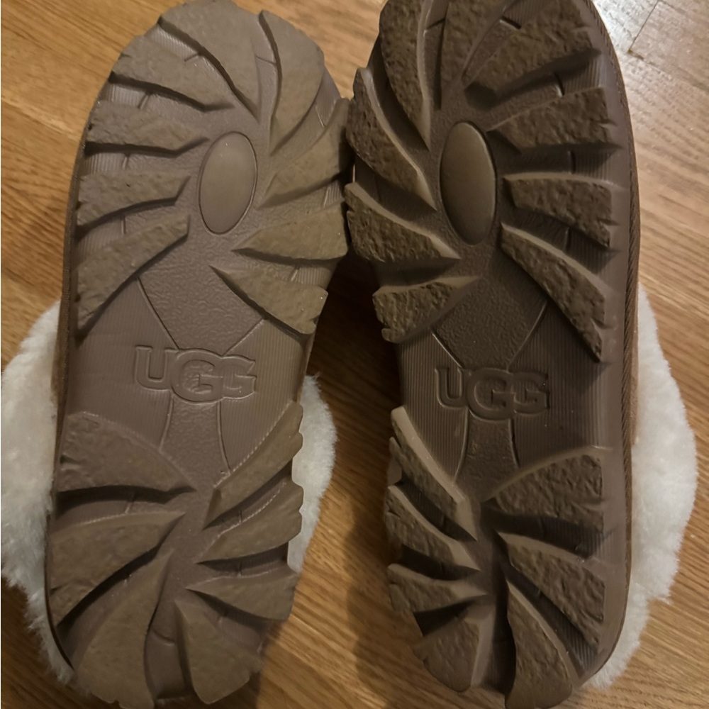 UGG Coquette Genuine Suede Leather Sheepskin Fur Slippers Chestnut 8 - Picture 8 of 8